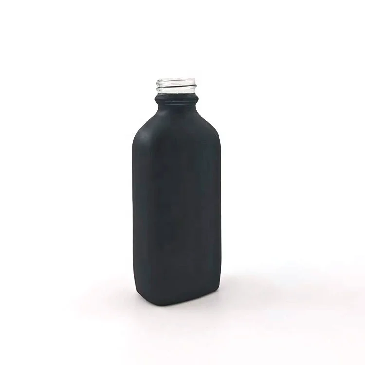 custom logo flat shampoo bottle 100ml frosted shampoo 24/400 skin serum bottles cosmetic with aluminum lid Screw top cap black