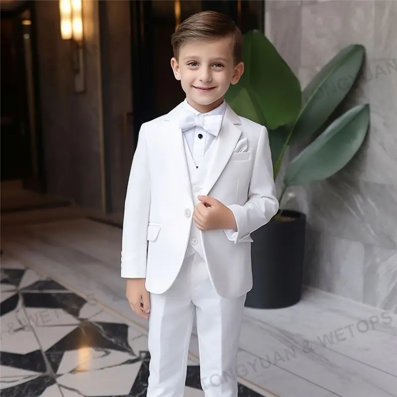 Custom Clothing Cute Gentlemen Sets Solid Color Boys Boutique Clothing One Side Button 3 Pieces Boys Suit Formal For Wedding