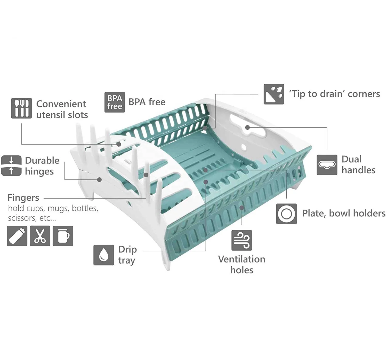 Dish Drying Rack Small Dish Rack with Tray Compact Dish Drainer for Kitchen Counter Cabinet