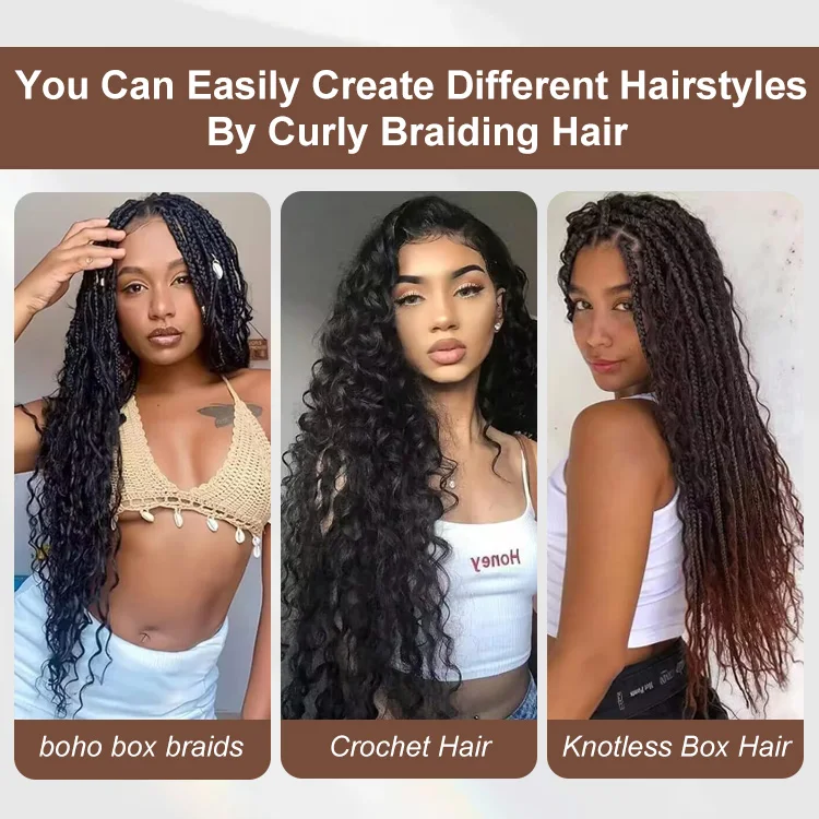 Julianna Wholesale Factory Bulk Synthetic Hair Extensions Bundle Beach Wave Knotless Braids Deep Wave For Boho Curl Braids