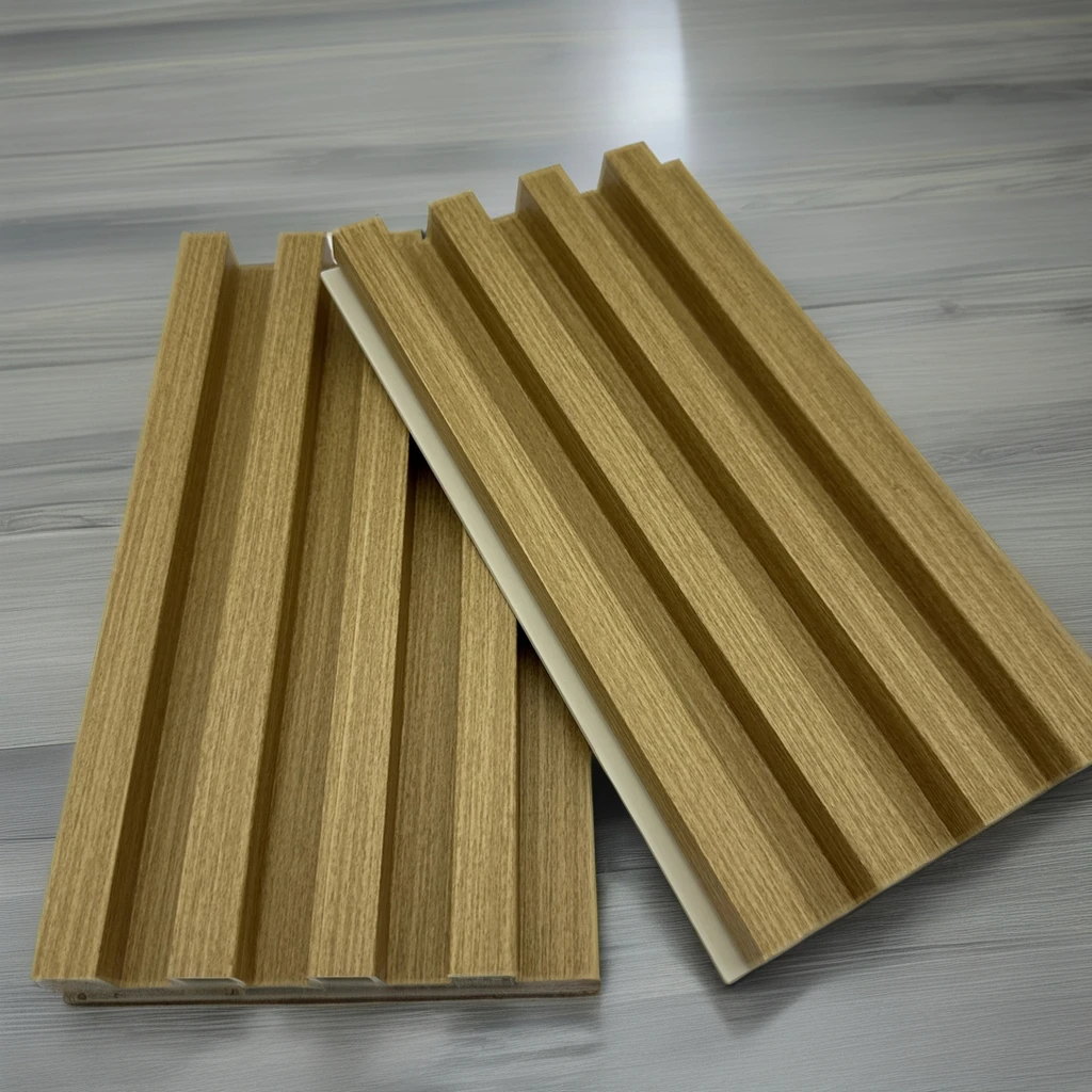 Wholesale Cheap Manufacture Customization pvc foam fluted panel  Wood Grain wall panel pvc madera for interior wall decoration