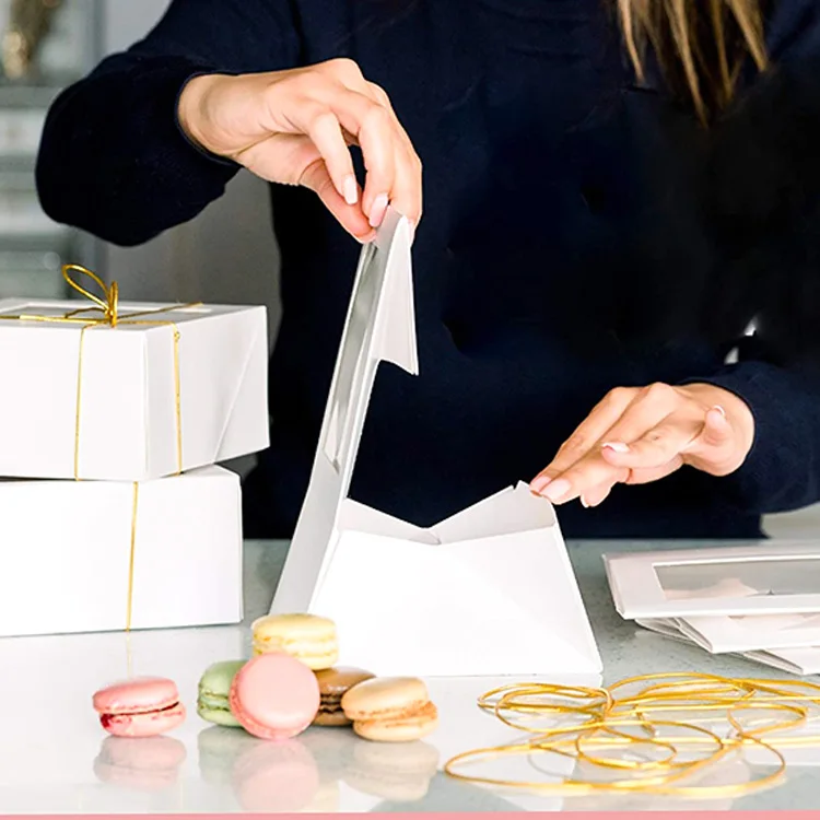 Cake Box Baked Pie Biscuit Cake Dessert Gift Box With Window For Hemp Rope And Stickers