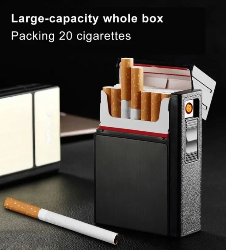Wholesale 2-In-1 Case With Built-In Usb Rechargeable Cigarette Box Holder Smoking Lighter