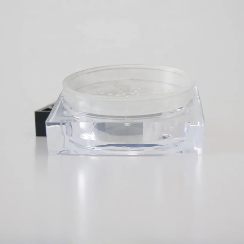 Wholesale cosmetic packaging 15g  clear acrylic loose powder container with sifter