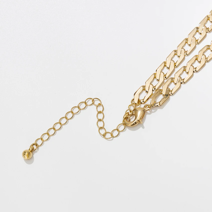 Plated Simple Cuban Link Chain Neck Necklace Brass Chain Chunky Necklace Gold for Men and Women Geometric Custom Size Acceptable