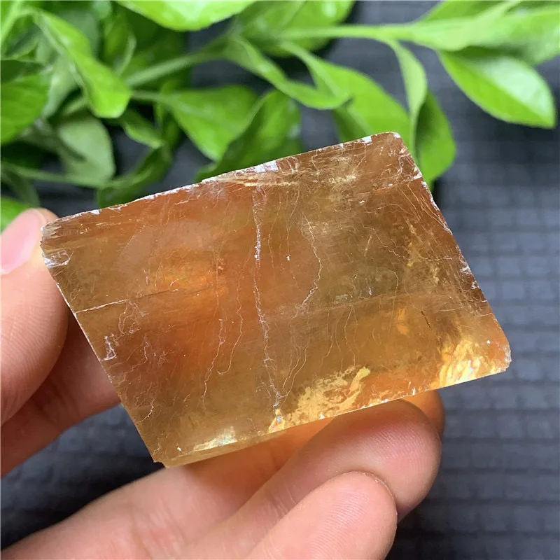 Wholesale Natural Yellow optical Calcite Slabs Raw Rough Crystal Gemstone Iceland Spar for sale