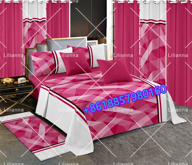 hot selling  Bedding Sets 13 Pieces King Queen  Bed sheet with curtains Flat sheet 100% Polyester All sizes available