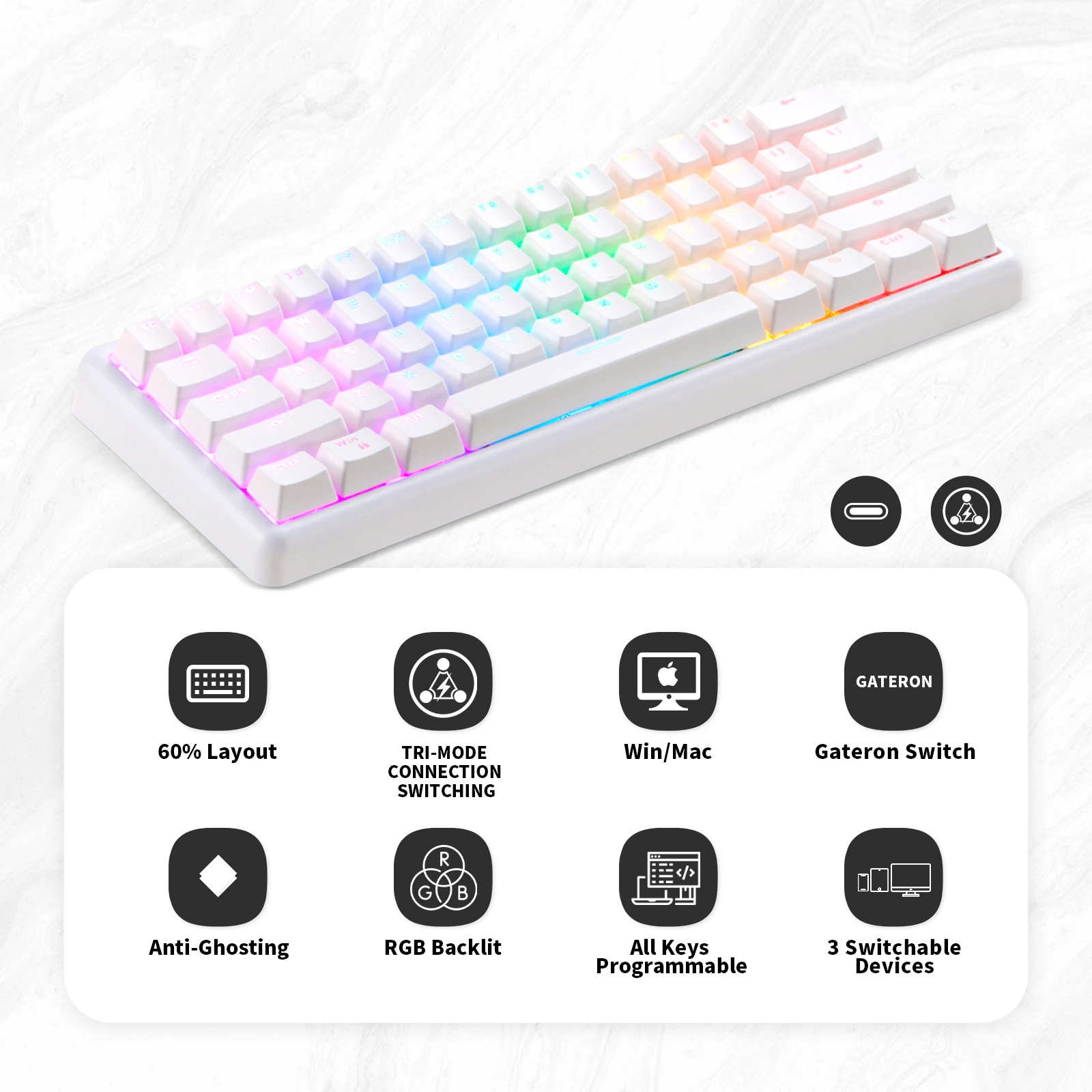 Ready To Ship Motospeed SK66 NEW DIY Wired Wireless Ergonomics RGB Mechanical Hot Swap 68 Hotswap Keyboard Case Set Kit