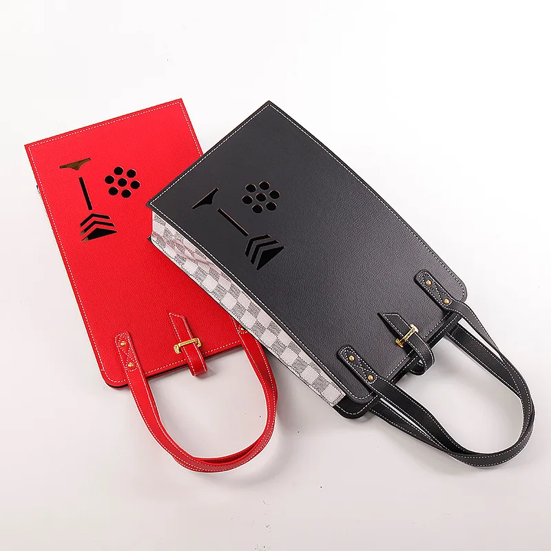 2025 Wholesale Christmas Reusable PU Leather Wine Bottle Bags Wine Gift Bags For Wine Bottles