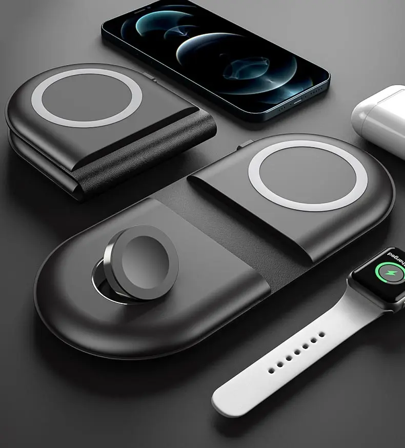 3 in1 Qi Wireless Charger Fast Charging Dock Stand For smart Watch headset watch iPhong Android phone