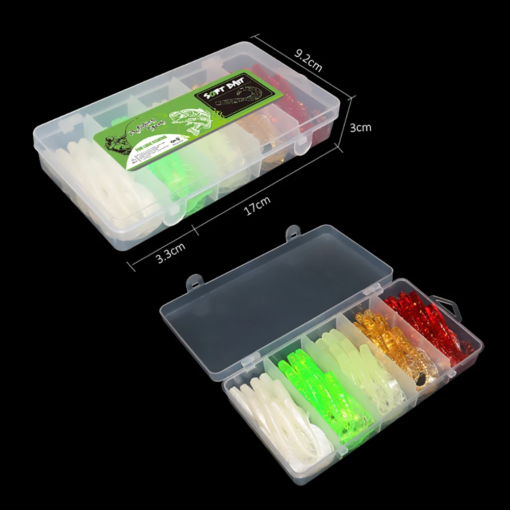 50 Piece/Box 1.7g 6cm Bass Bionic Soft Plastic Saltwater Fishing Soft Lure Set, Swimbait Soft Plastic Fishing Lures