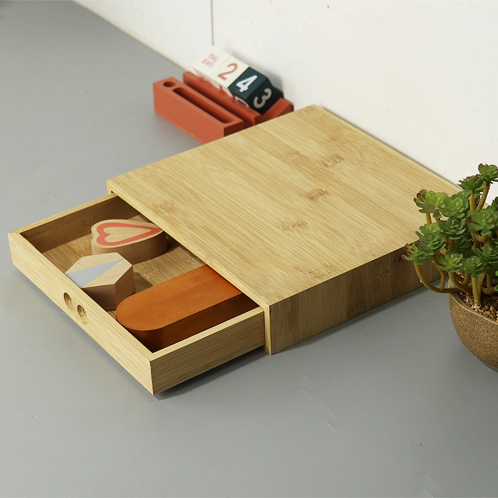 Custom Unfinished bamboo box Wholesale Rectangle Solid wood storage box Bamboo and wooden gift box