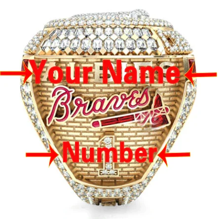 Custom Name And Number 2021MLB Atlanta Braves 9 Players New Official Design Baseball Ring Openable
