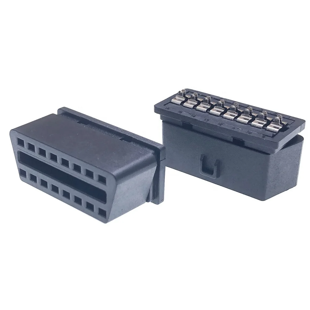 Прямоугольные штыри 16 Pin OBD 2 OBDII Штекерный разъем OBD2 16-контактный адаптер jзубчатый и