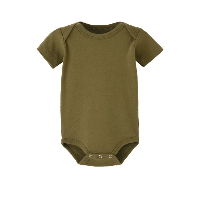 Custom Summer Short Sleeve 100% Pure Cotton Plain Blank Colors Onesies Baby Clothes Rompers