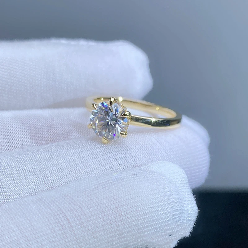 18K Solid Gold 1.5CT Lab Diamond E VVS2 6 Claws Engagement Ring Women Solitaire Rings Lab Created Diamond Promise Wedding Ring