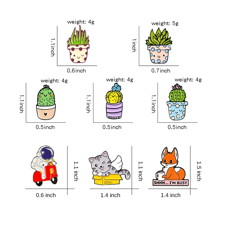 Factory Custom Wholesale Designer Multiple Style Material Pattern Cute Funny Cartoon Anime Badge Metal Lapel Enamel Brooches Pin