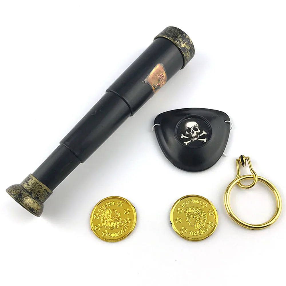 Pirate Eyepatch Telescope Toy with coins and Earring cosplay set