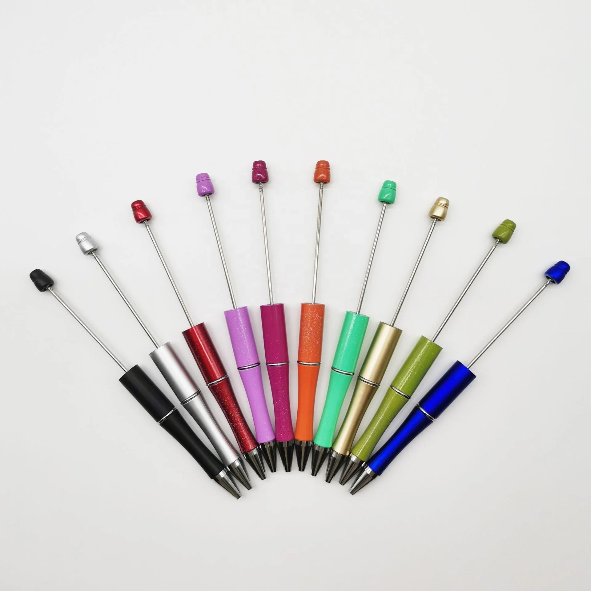 10pcs/pack DIY bead pen add a bead Decorated blank pen plastic Beadable Pens set with ink