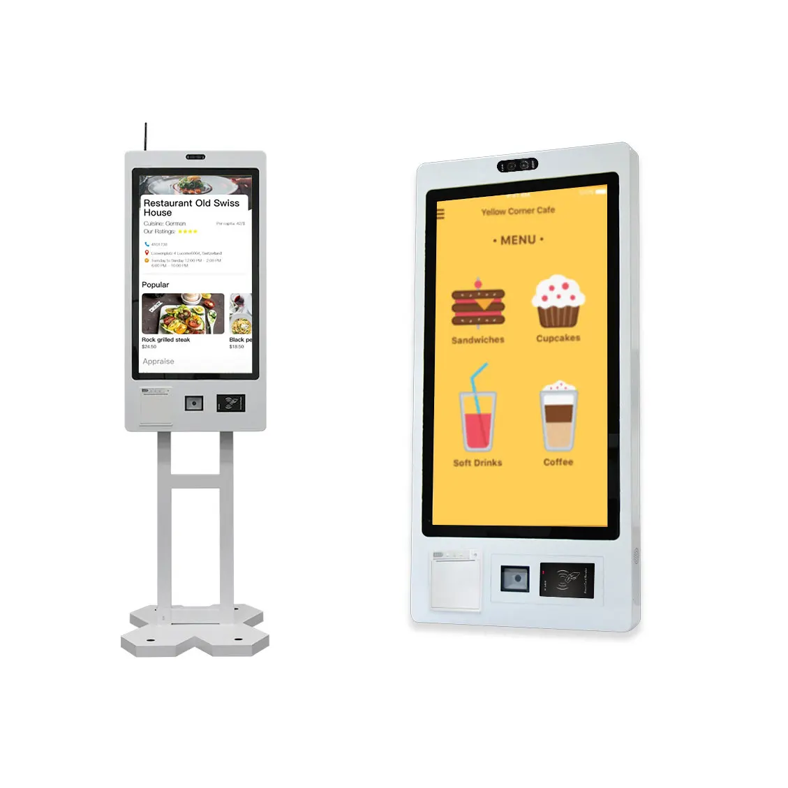 Crtly 32inch qr code scanner kiosk capacitive wall mounted touch screen payment kiosk indoor food self service ordering kiosks