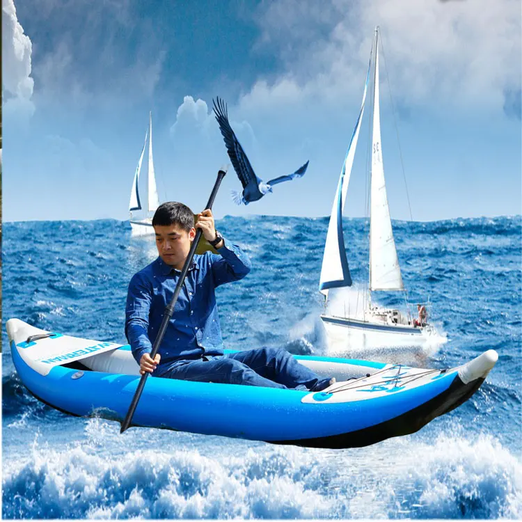 Sell custom PVC+ nylon sewing liner 1,2,3 people kayaking inflatable fishing boat canoes Portable fishing