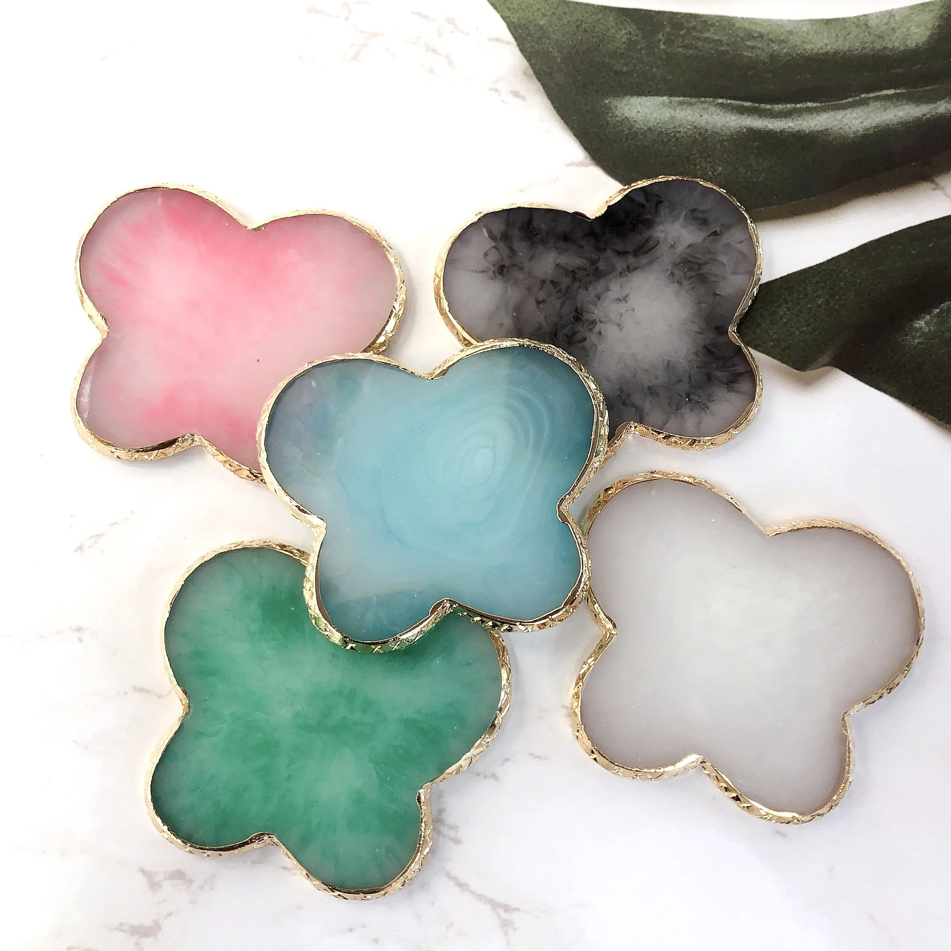 5 Colors Resin Agate Gold Edge Nail Art Palette Wholesale Nail polish palette