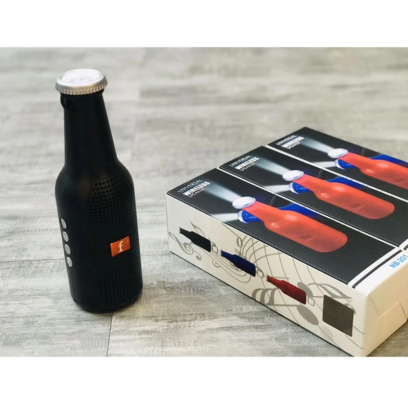 2020 New Bottle Shape Mini Blue-tooth Flashlight Wireless Speakers Subwoofers BT/TF/USB NB201