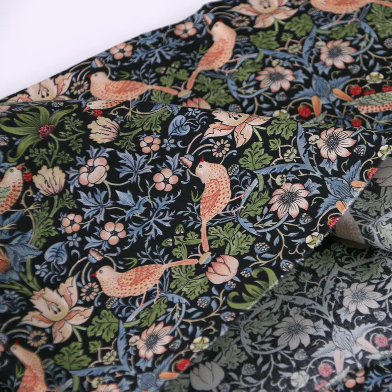 Strawberry Thief Digital Print Custom Cotton Fabric Printed Liberty london fabric