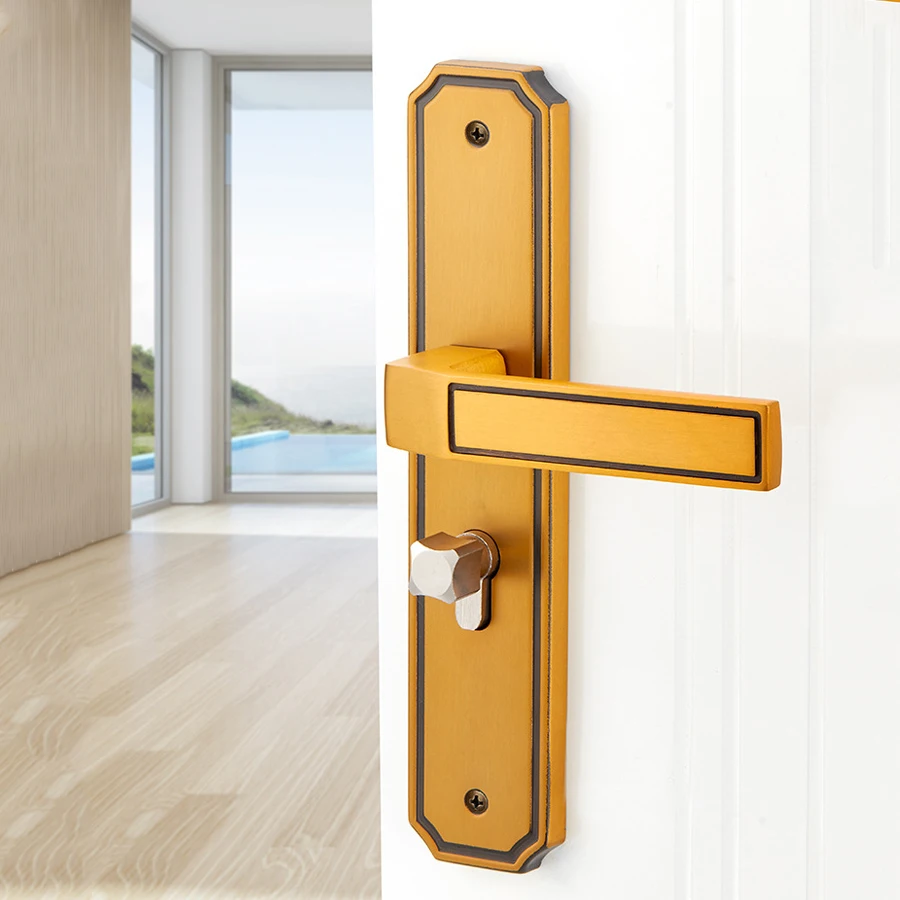 Hardware Iron Steel Cheap Door Handle Golden Brass Color Door Handles