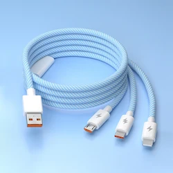 Hot Sale Macaroon Colorful Braiding USB Type C Micro L Fast Charge USB 3 in 1 Charging Cable