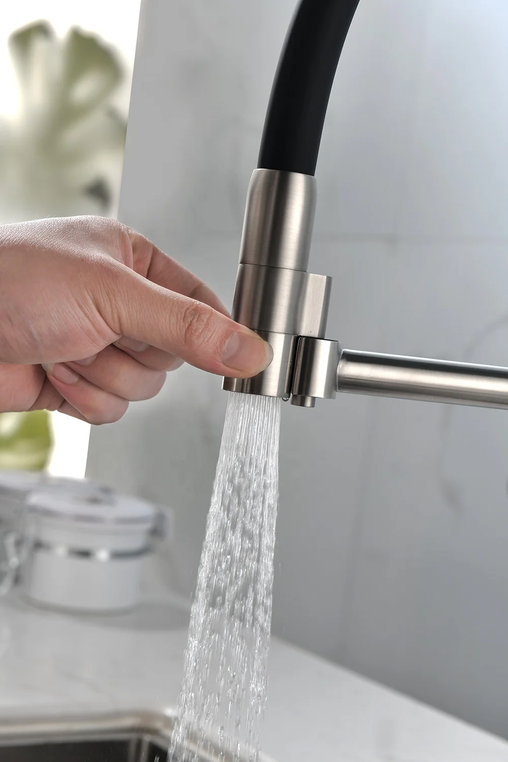 Custom Black plus silver chrome  kitchen faucet Round single Handle Water Purifier Tap Faucet for Home Tap Mixer