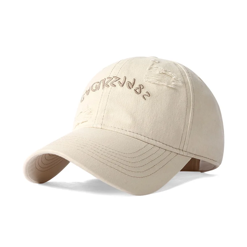 Custom Distressed Baseball Hats European American Street Style  Sports Caps 3D Embroidery Metal Buckle Back Closure