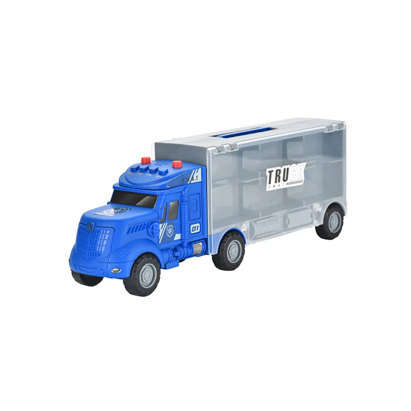 Wholesale 6 Models Inertia Car Toy Die Cast Puzzle Sound Light Inertial Alloy Engineering Container Truck Set