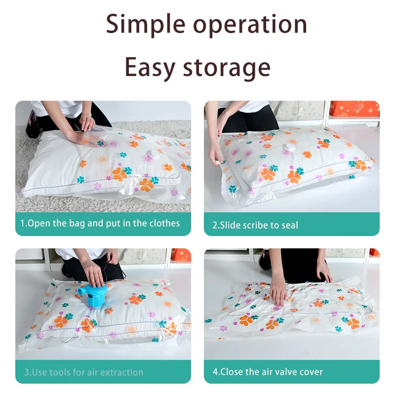 Factory Outlet PET+PE Vacuum Clothes Storage Bag With Hand Pump Space Saver Vacuum Bag For bedsheets and quilt
