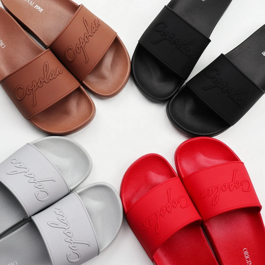 luxury rubber sole custom sliders women, summer slip on unisex custom logo slides footwear sandals men with logo