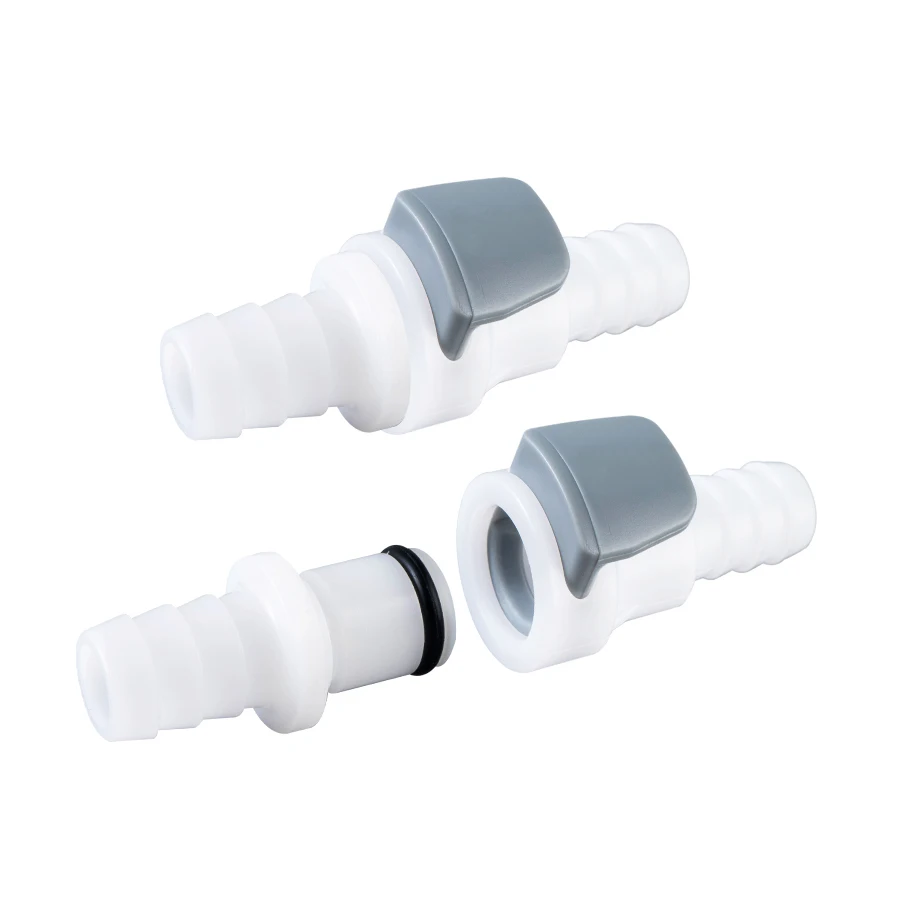 Hose Barb 1/4 6.4mm Lock Nut Straight Through Plastic Quick Disconnect Barbed Air Line Fittings For Plastic Tubing