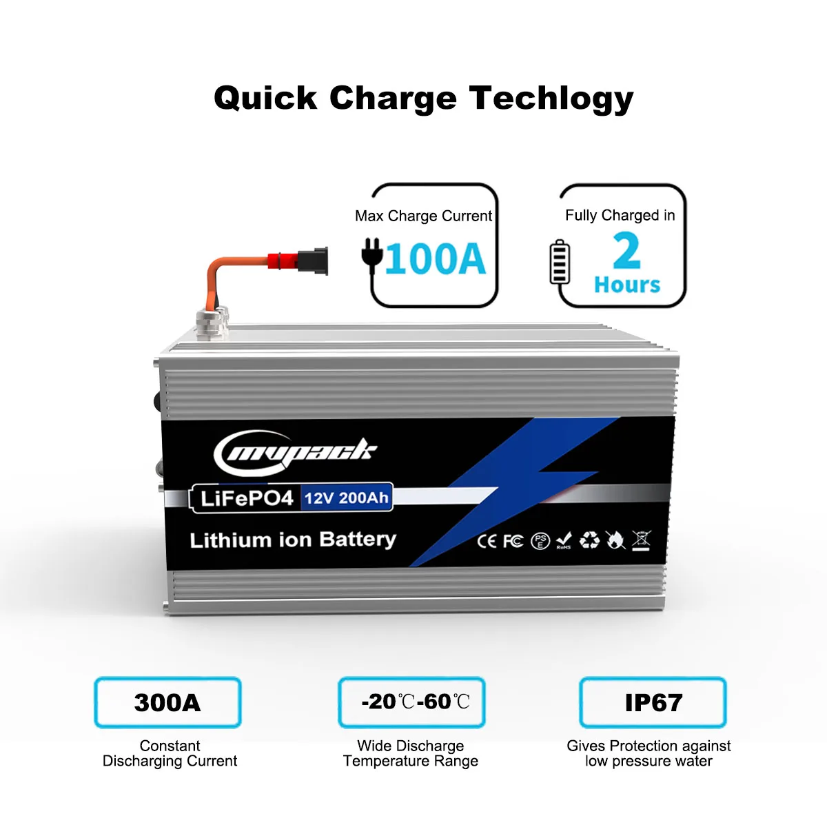 MVPACK Rechargeable deep cycle 12V 200Ah lifepo4 LFP lithium ion battery for Electric Scooter low speed vehicle