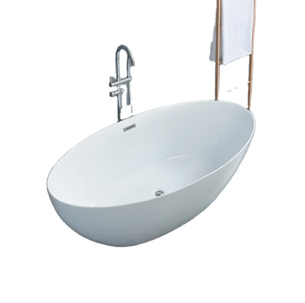 XM 2024 White Freestanding Acrylic Bathtub Modern Design Alone Soaking Whirlpool for Bathroom Hot Sale Bath Tub