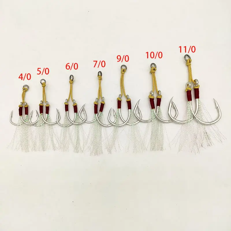 High quality saltwater fishing jig hook slow jigging double assist sea fishing hooks