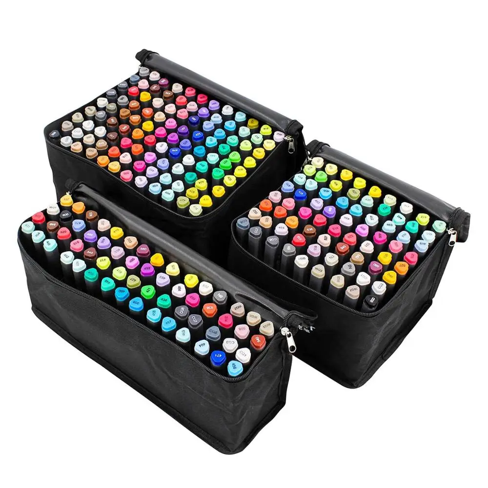 
12/24/36/48/60 Different Colors Alcohol- Based Dual Tip Marker Pen For Painting, Coloring, Sketching and Drawing 
