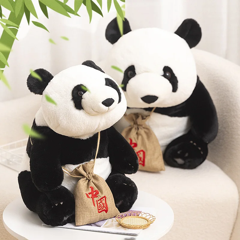 Super Cute Unisex Panda Prince Plush Doll with Simulated Backpack National Treasure PP Cotton Filled Stuffed Animal Toy