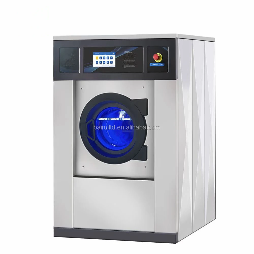Touch panel big stainless steel drums commercial washing machine with 3 years warranty