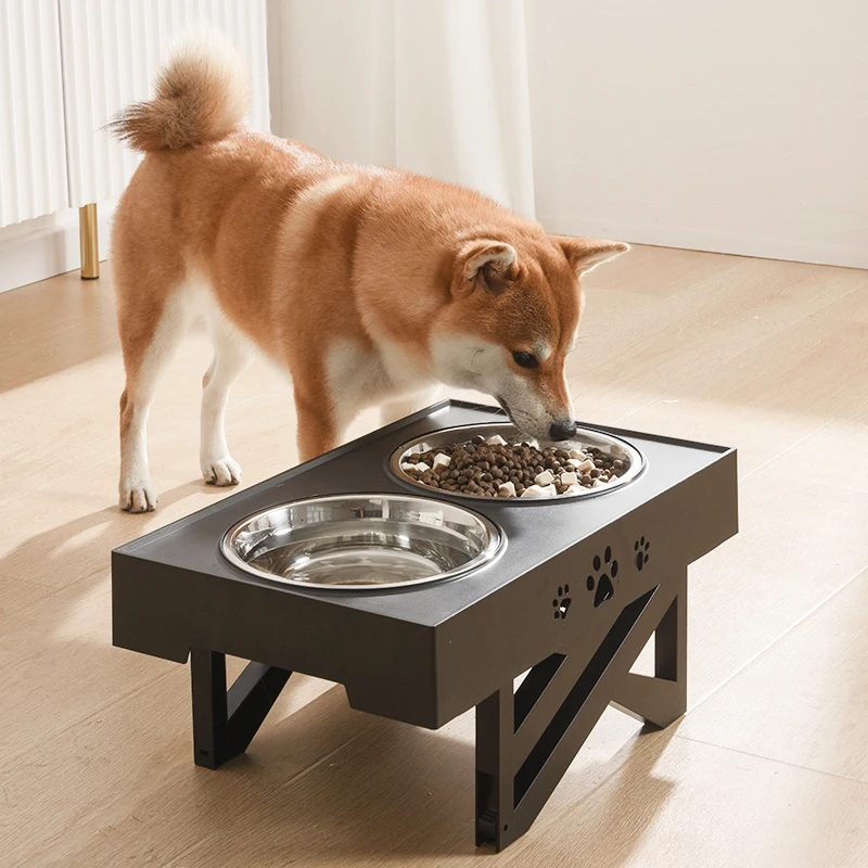 Adjustable Dog Bowl Stainless Steel Large Food Water Bowls Feeders with Stand Pet Feeding Double Cat Bowls Lift Table for Dog