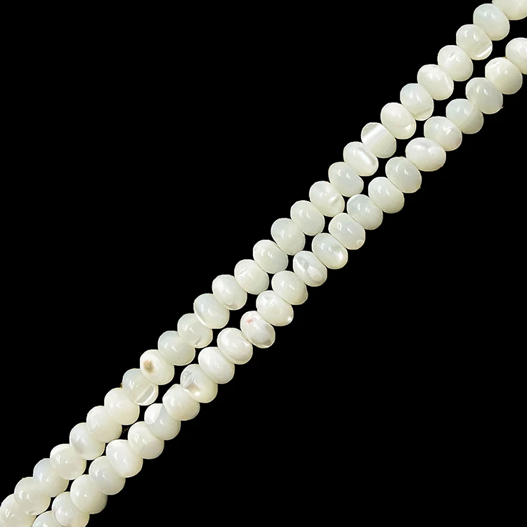 4X6mm flat round rondelle white shell beads supplies for shell jewelry making
