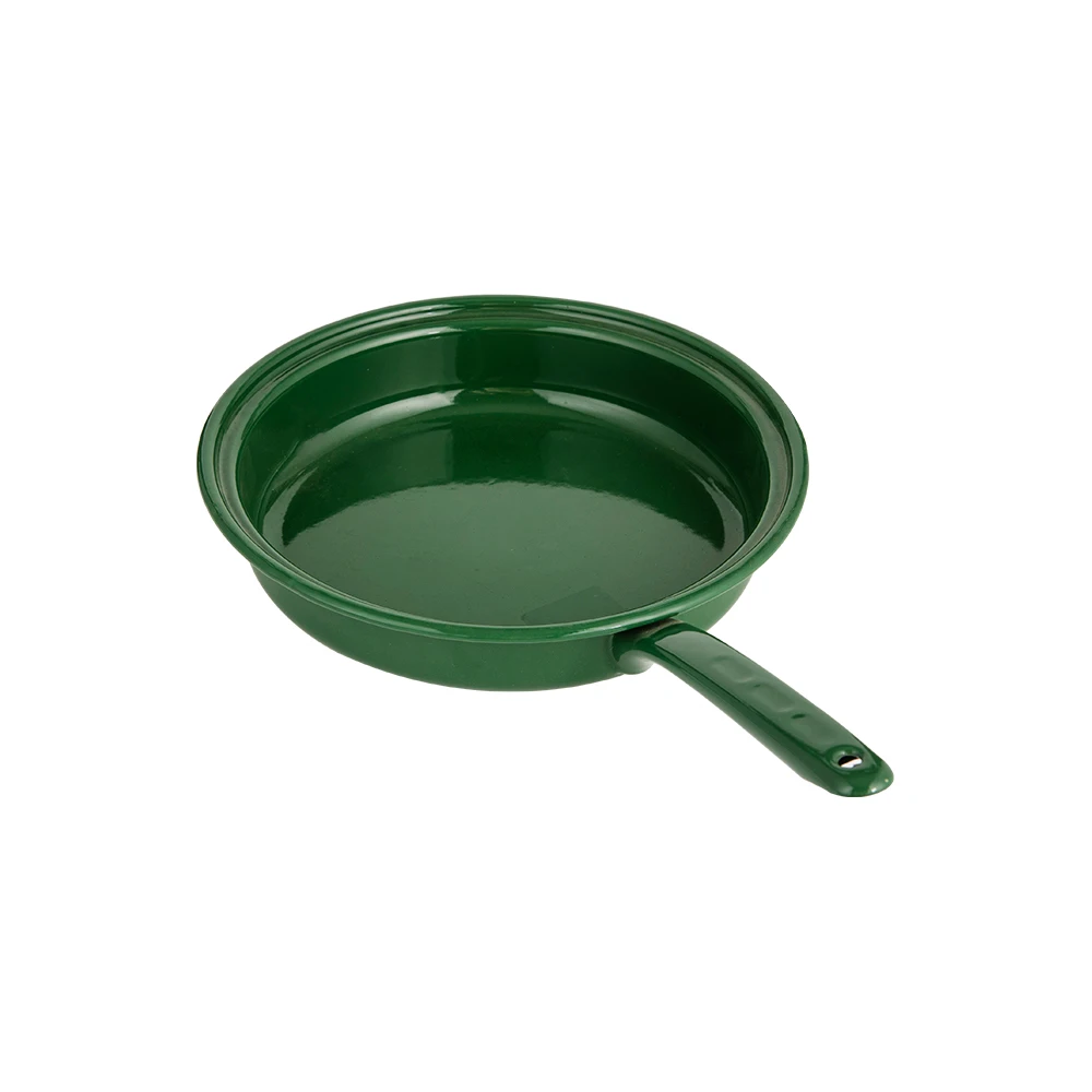 Custom Lightweight Enamel Fry Pan Green Sauce Muffin Loaf Milk Big Coating Round Saute Green Enamel Fry Pan