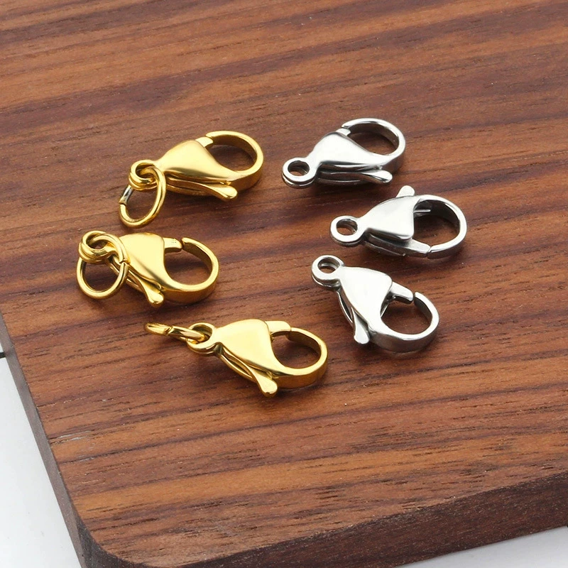 clearance sale 9/10/11/12mm silver color 304 Stainless Steel lobster clasp 100 pcs/bag
