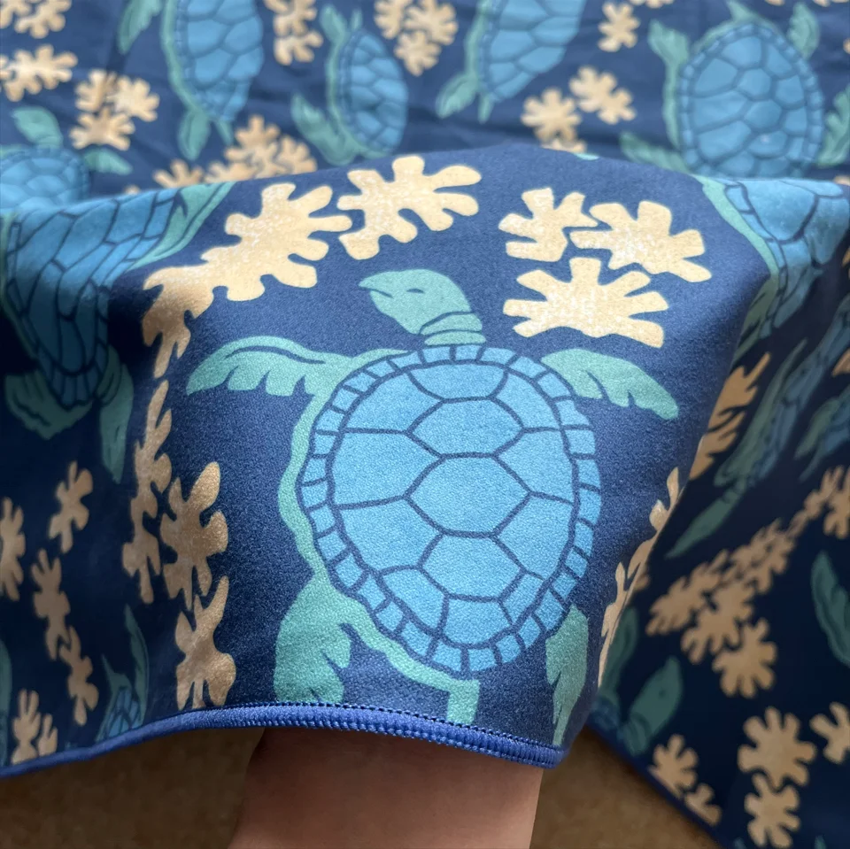 Custom Printed Personalized Sea Turtles Ocean Sand Free Recycled Microfiber Beach Towel For Kids Adults