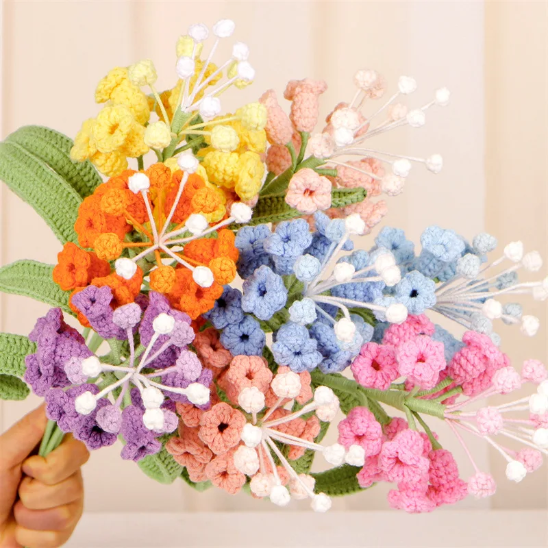 2024 Finished Crochet Flowers Wind Hyacinth hand knitted flower  Handmade Woven Flower Home Decorations