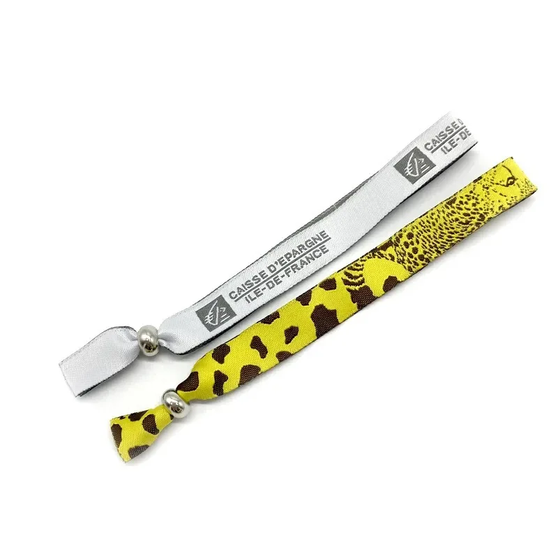Disposable Plastic Clip Slide Locking Event Party Festival Printing Logo Hot Sell Satin Ribbon Fabric Wristband