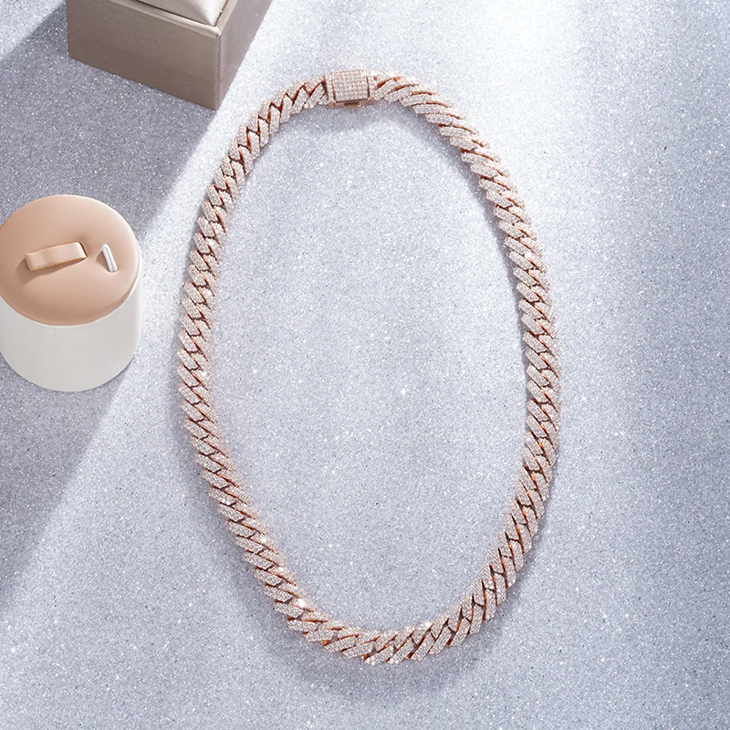 Starsgem gold Plated Moissanite 925 Sterling silver Cuban Link Necklace